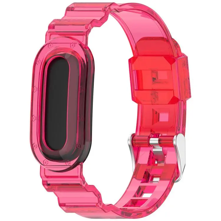 For Google Fitbit Air xDfind Glacier Integrated Case TPU Watch Band(Transparent Rose Red)