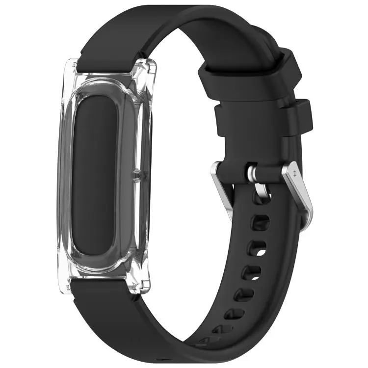 For Google Fitbit Air xDfind Spring Bar Style Clear Watch Case and Silicone Watch Band(Black)