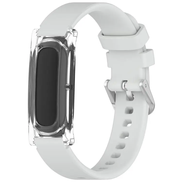 For Google Fitbit Air xDfind Spring Bar Style Clear Watch Case and Silicone Watch Band(Light Grey)