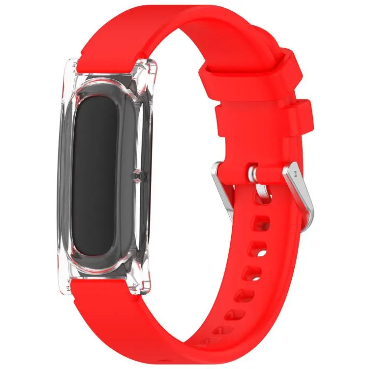 For Google Fitbit Air xDfind Spring Bar Style Clear Watch Case and Silicone Watch Band(Red)