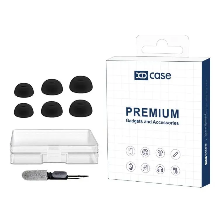 For Google Pixel Buds Pro 2 / Buds 2a XDcase 3 Pairs Replacement Silicone Ear Tips Kit, S/M/L Size, Cleaning Brush Color Random(Black)