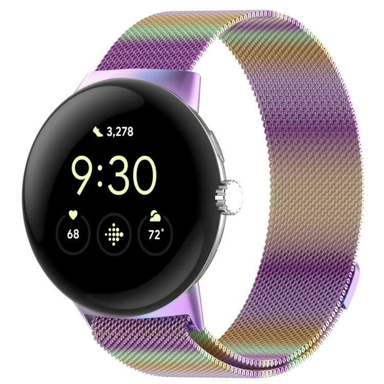For Google Pixel Watch 5 / 4 / 3 / 2 / 1 41mm Milanese Stainless Steel Metal Watch Band (Colour)