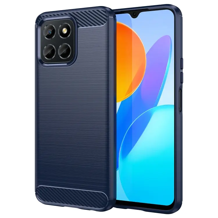 For Honor X8 5G Brushed Texture Carbon Fiber TPU Phone Case(Blue)