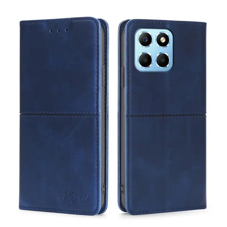 For Honor X8 5G/X6 Cow Texture Magnetic Horizontal Flip Leather Phone Case(Blue)