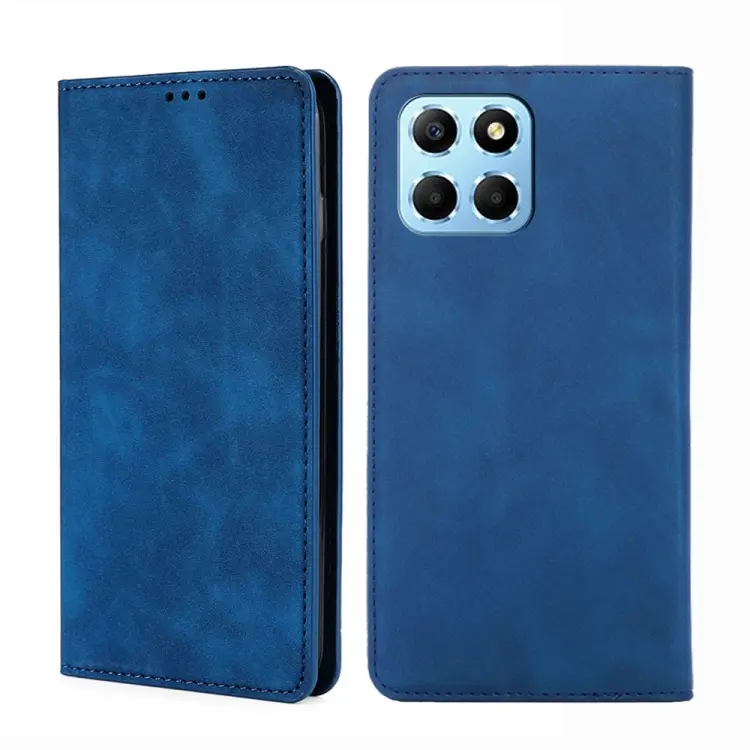 For Honor X8 5G/X6 Skin Feel Magnetic Horizontal Flip Leather Phone Case(Blue)