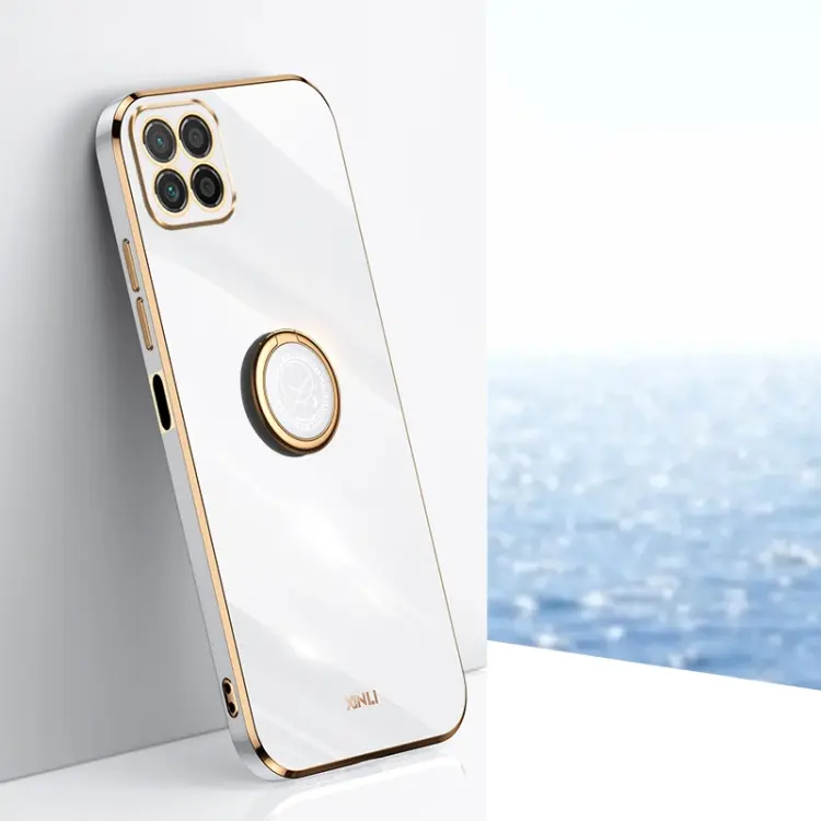 For Honor X8 5G XINLI Straight Edge 6D Electroplate TPU Phone Case with Ring Holder(White)