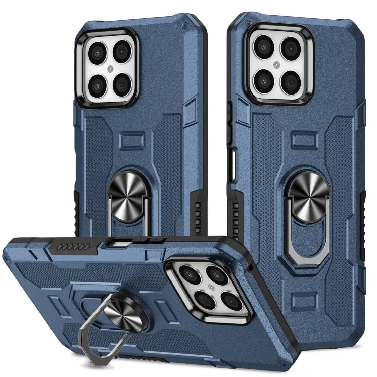 For Honor X8 Ring Holder Armor Hybrid Phone Case(Blue)