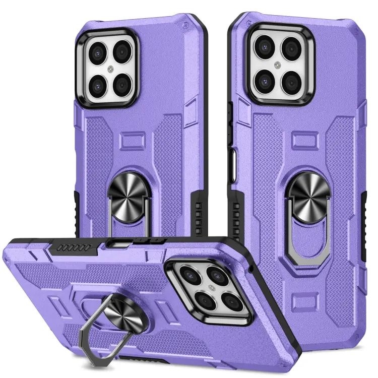 For Honor X8 Ring Holder Armor Hybrid Phone Case(Purple)