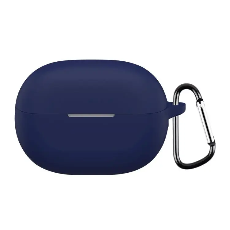 For Huawei FreeBuds Pro 5 Solid Color Silicone Earphone Protective Case with Buckle(Navy Blue)