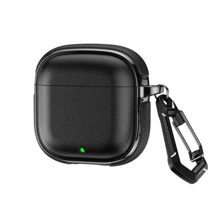 For Huawei FreeBuds SE 3 / SE 2 Split Design Vegan Leather Texture Earphone Protective Case With Metal Hook(Black)