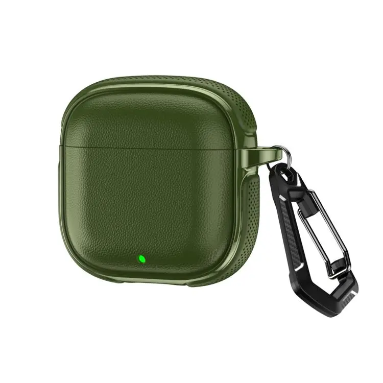 For Huawei FreeBuds SE 3 / SE 2 Split Design Vegan Leather Texture Earphone Protective Case With Metal Hook(Green)