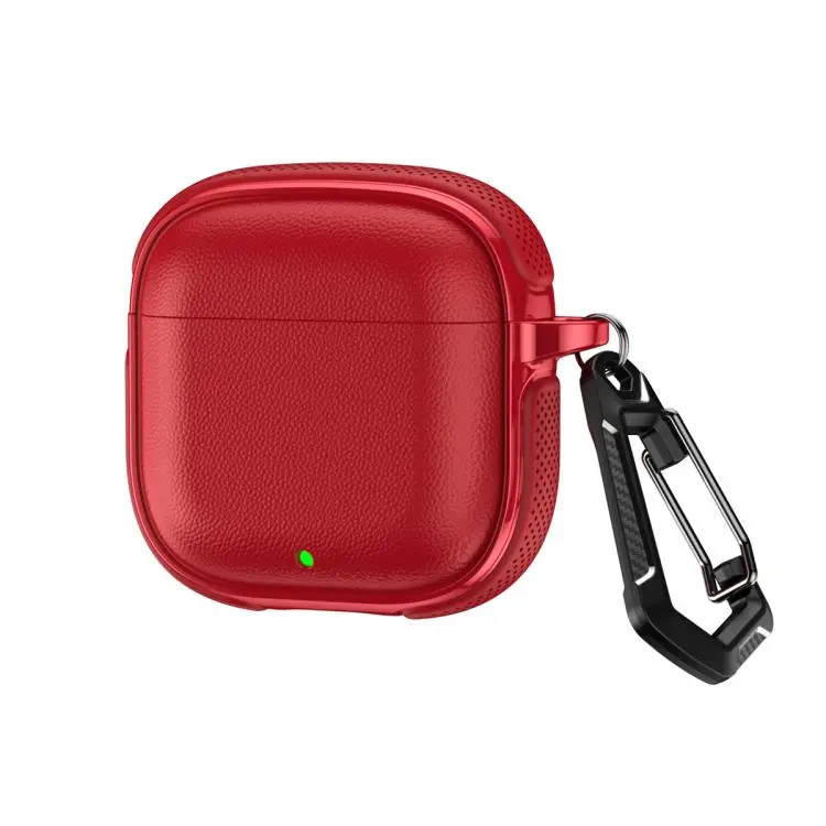 For Huawei FreeBuds SE 3 / SE 2 Split Design Vegan Leather Texture Earphone Protective Case With Metal Hook(Red)