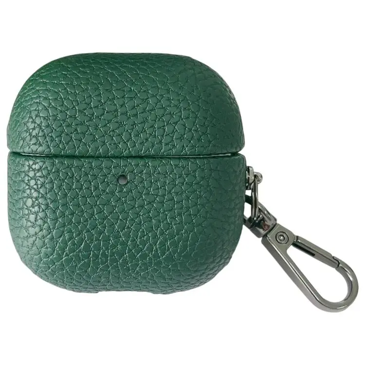 For Huawei FreeClip 2 Litchi Leather Texture Wireless Earphones Case with Hook(Green)