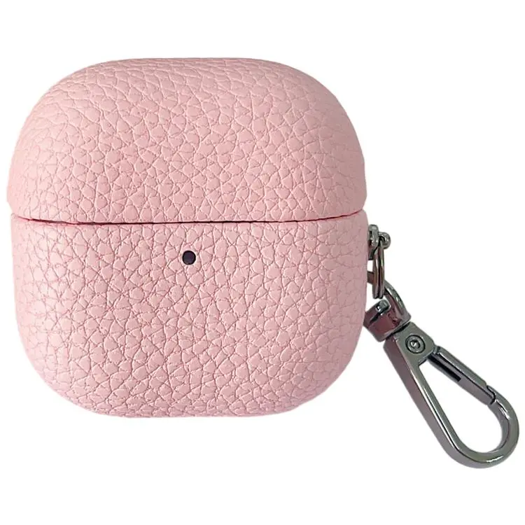 For Huawei FreeClip 2 Litchi Leather Texture Wireless Earphones Case with Hook(Pink)