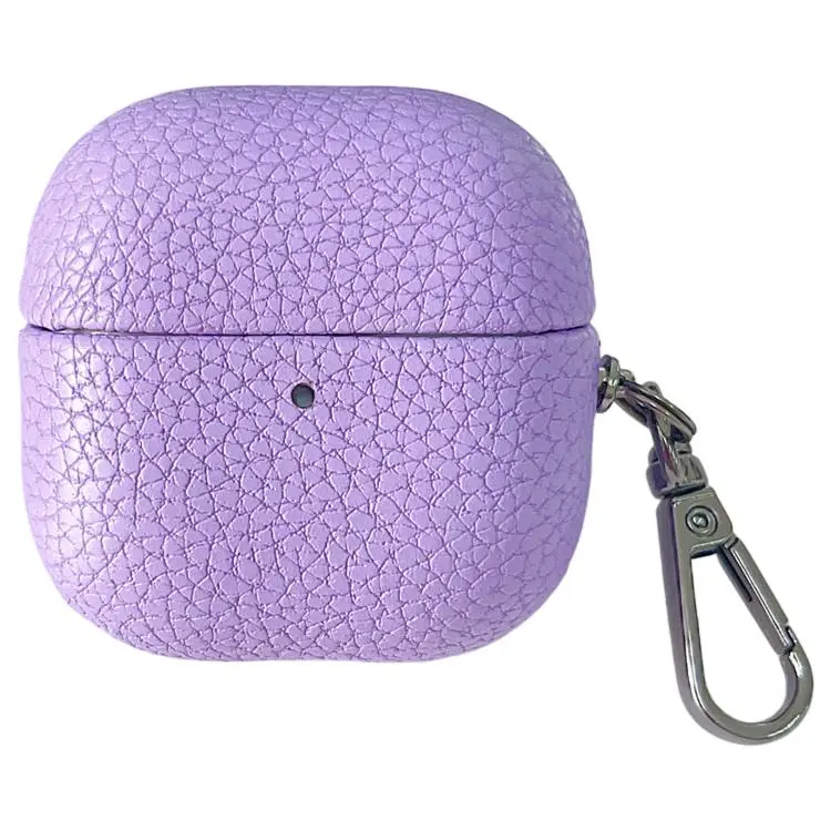 For Huawei FreeClip 2 Litchi Leather Texture Wireless Earphones Case with Hook(Purple)