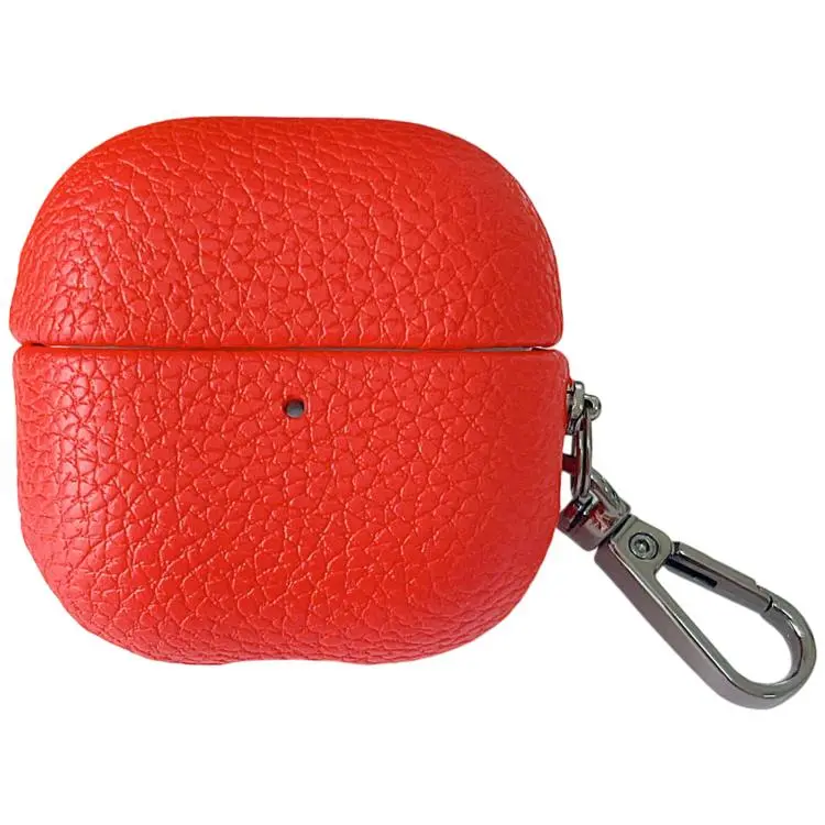 For Huawei FreeClip 2 Litchi Leather Texture Wireless Earphones Case with Hook(Red)