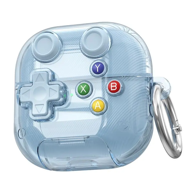 For Huawei FreeClip 2 XDcase Transparent Retro Game Console Design Earbuds Case with Holder & Stress Relief Button(Blue)