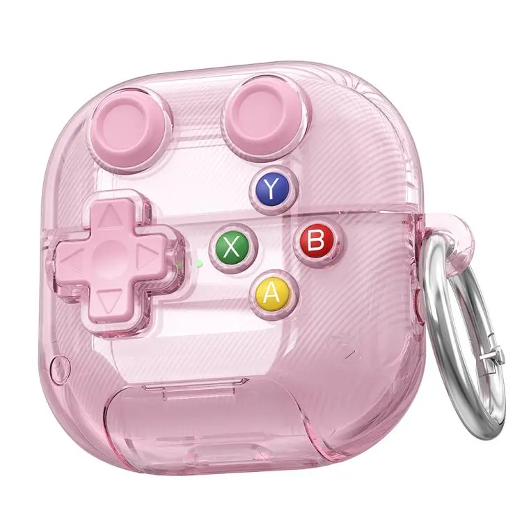 For Huawei FreeClip 2 XDcase Transparent Retro Game Console Design Earbuds Case with Holder & Stress Relief Button(Pink)