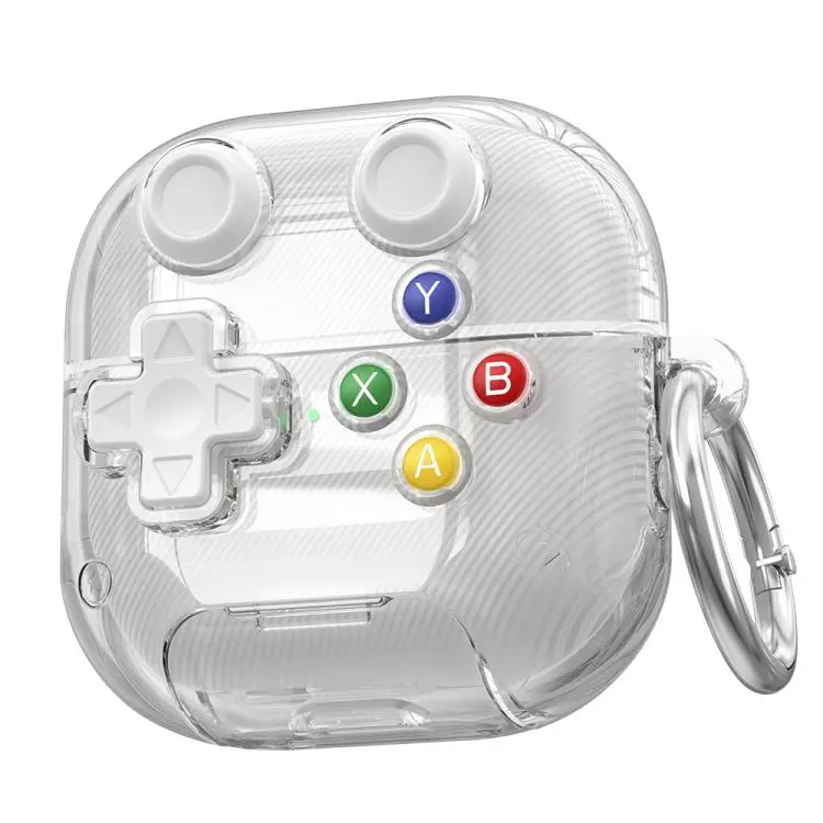 For Huawei FreeClip 2 XDcase Transparent Retro Game Console Design Earbuds Case with Holder & Stress Relief Button(White)
