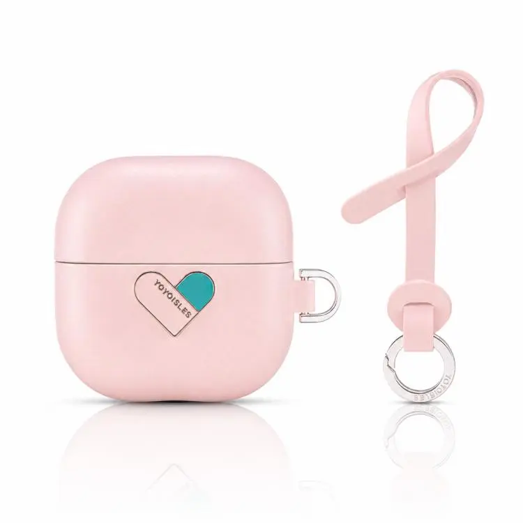 For Huawei FreeClip 2 YOYOISLES Heart Island Series Electroplated PC Hybrid PU Earphone Protective Case(Pink)
