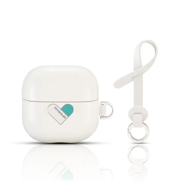 For Huawei FreeClip 2 YOYOISLES Heart Island Series Electroplated PC Hybrid PU Earphone Protective Case(White)