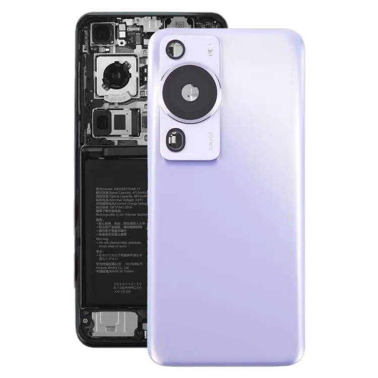 For Huawei P60 Pro Battery Back Cover with Camera Lens Frame(Purple)