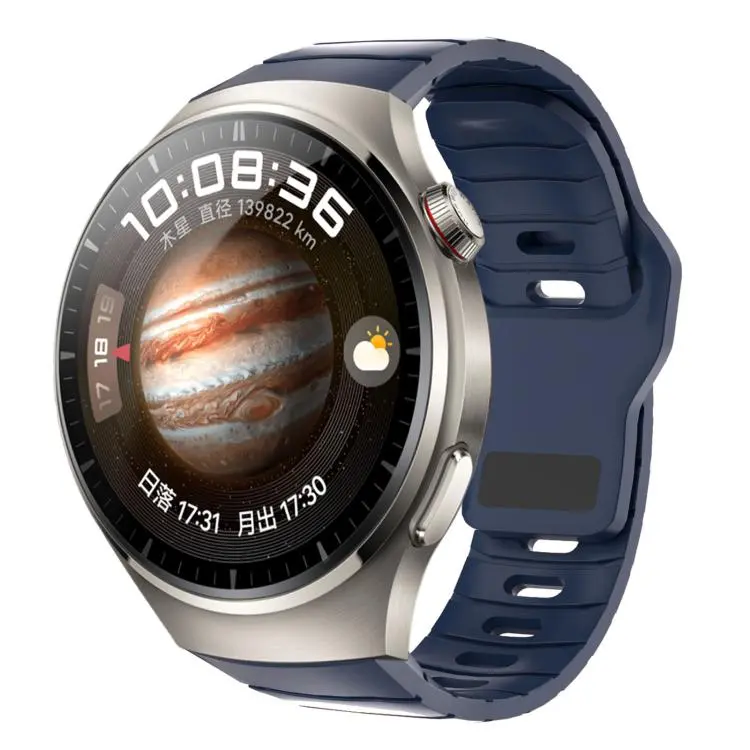 For Huawei Watch 4 Pro Dedicated Connector Armor-Style Reverse Buckle Silicone Watch Band(Blue)