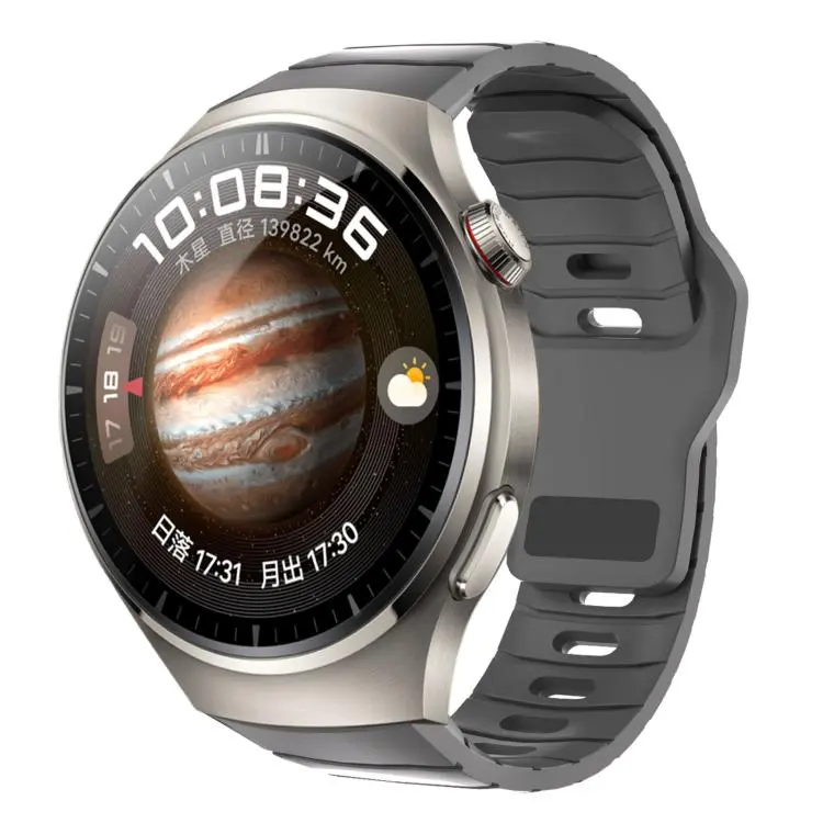 For Huawei Watch 4 Pro Dedicated Connector Armor-Style Reverse Buckle Silicone Watch Band(Gray)