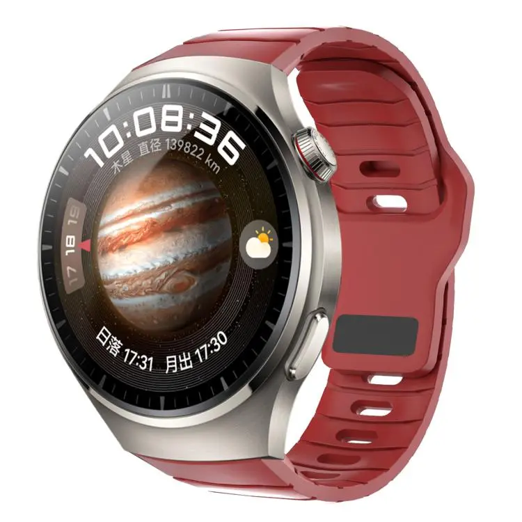 For Huawei Watch 4 Pro Dedicated Connector Armor-Style Reverse Buckle Silicone Watch Band(Red)