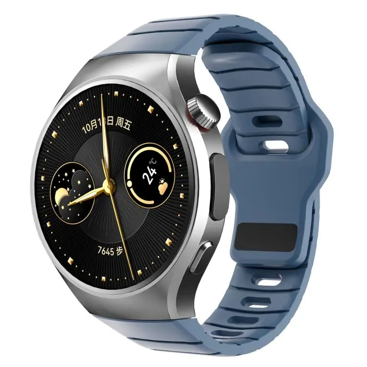 For Huawei Watch 5 42mm Dedicated Connector Armor-Style Reverse Buckle Silicone Watch Band(Royal Blue)