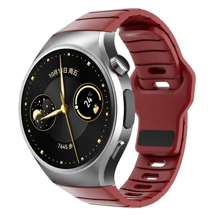 For Huawei Watch 5 46mm Dedicated Connector Armor-Style Reverse Buckle Silicone Watch Band(Red)