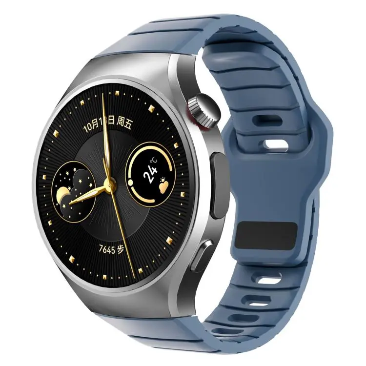 For Huawei Watch 5 46mm Dedicated Connector Armor-Style Reverse Buckle Silicone Watch Band(Royal Blue)