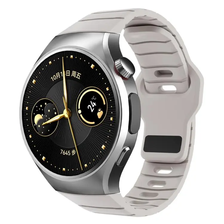 For Huawei Watch 5 46mm Dedicated Connector Armor-Style Reverse Buckle Silicone Watch Band(Starlight)