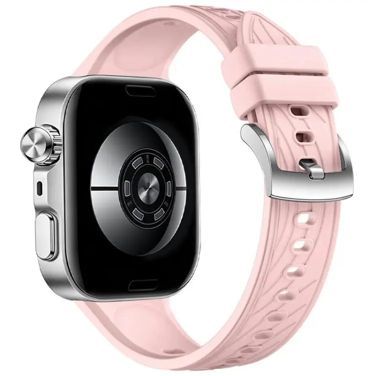 For Huawei Watch Fit 5 / Fit 5 Pro / Fit 4 Leaf Vein Texture Solid Color Silicone Watch Band(Pink)