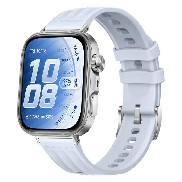 For Huawei Watch Fit 5 / Fit 5 Pro / Fit 4 One Line Triple Loop Design Solid Color Silicone Watch Band(Ice Crystal Blue)