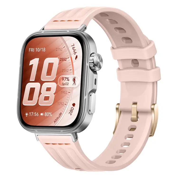 For Huawei Watch Fit 5 / Fit 5 Pro / Fit 4 One Line Triple Loop Design Solid Color Silicone Watch Band(Milkshake Pink)