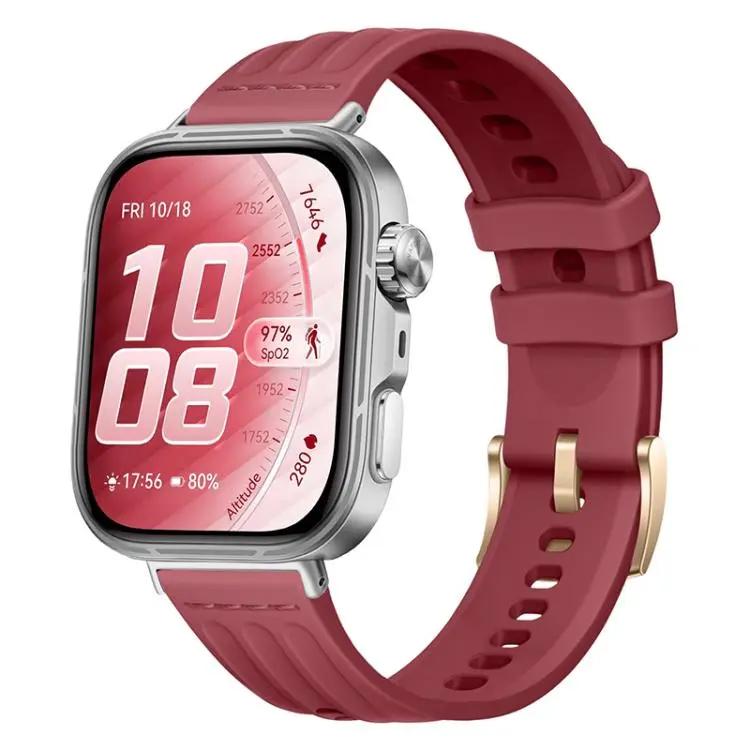For Huawei Watch Fit 5 / Fit 5 Pro / Fit 4 One Line Triple Loop Design Solid Color Silicone Watch Band(Ruby Red)