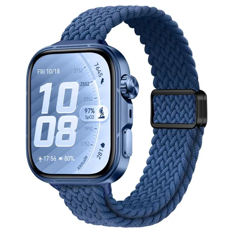 For Huawei Watch Fit 5 / Fit 5 Pro / Fit 4 Slim Magnetic Buckle Nylon Braided Watch Band(Cold Navy Blue)