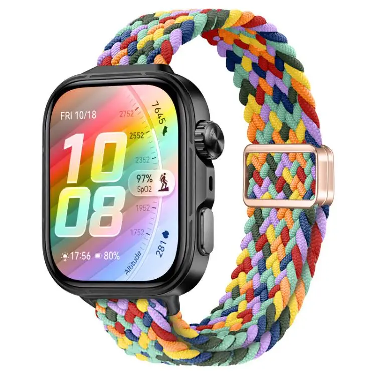 For Huawei Watch Fit 5 / Fit 5 Pro / Fit 4 Slim Magnetic Buckle Nylon Braided Watch Band(Colorful)
