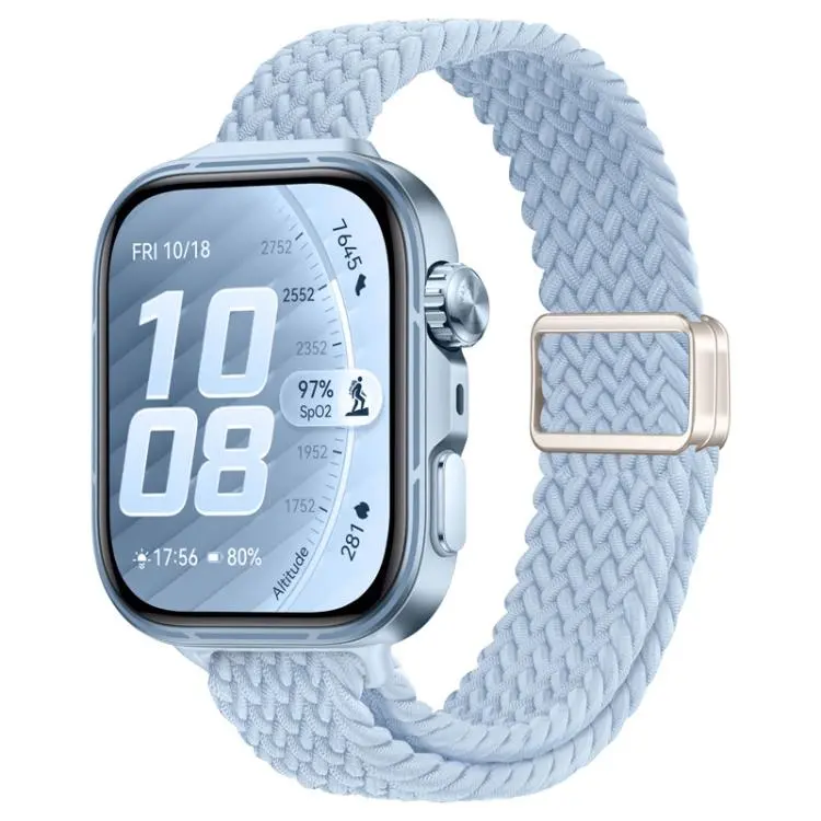 For Huawei Watch Fit 5 / Fit 5 Pro / Fit 4 Slim Magnetic Buckle Nylon Braided Watch Band(Light Blue)