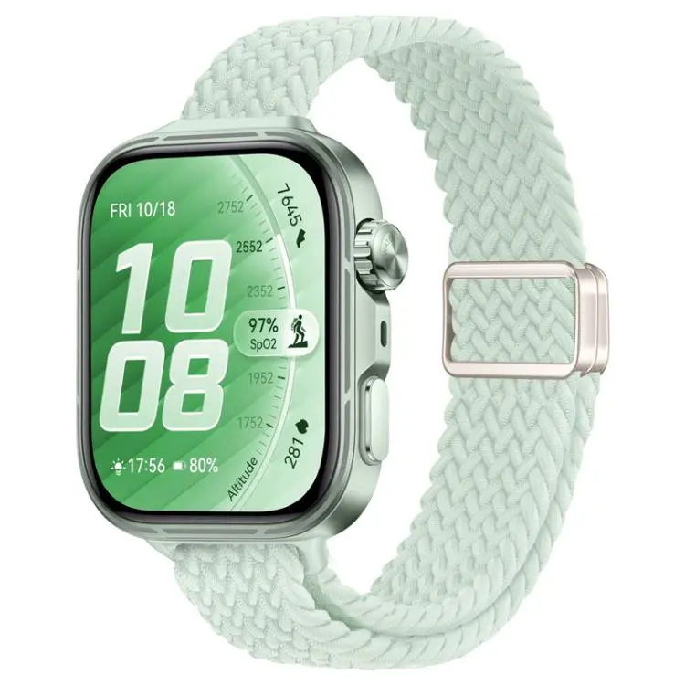 For Huawei Watch Fit 5 / Fit 5 Pro / Fit 4 Slim Magnetic Buckle Nylon Braided Watch Band(Pale Mint)