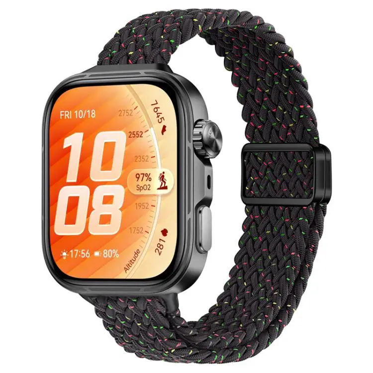 For Huawei Watch Fit 5 / Fit 5 Pro / Fit 4 Slim Magnetic Buckle Nylon Braided Watch Band(Starlight Black)