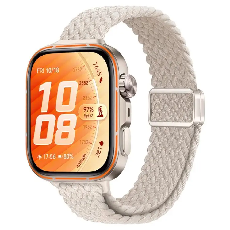 For Huawei Watch Fit 5 / Fit 5 Pro / Fit 4 Slim Magnetic Buckle Nylon Braided Watch Band(Starlight)
