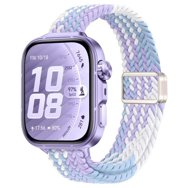 For Huawei Watch Fit 5 / Fit 5 Pro / Fit 4 Slim Magnetic Buckle Nylon Braided Watch Band(Violet)