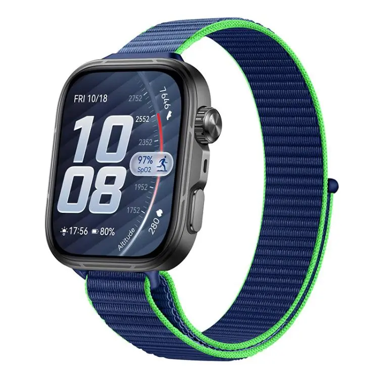 For Huawei Watch Fit 5 / Fit 5 Pro / Fit 4 Slim Style Nylon Hook And Loop Fastener Watch Band(Blue Green)