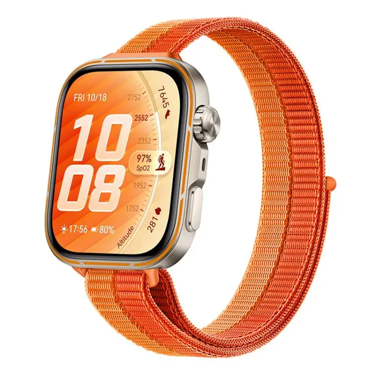 For Huawei Watch Fit 5 / Fit 5 Pro / Fit 4 Slim Style Nylon Hook And Loop Fastener Watch Band(Double Orange)