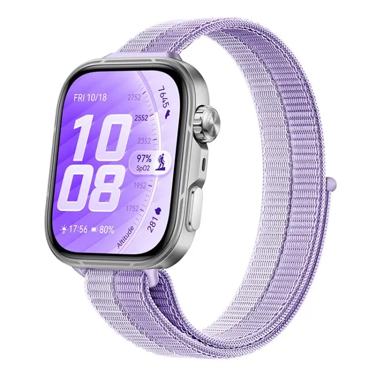 For Huawei Watch Fit 5 / Fit 5 Pro / Fit 4 Slim Style Nylon Hook And Loop Fastener Watch Band(Double Purple)