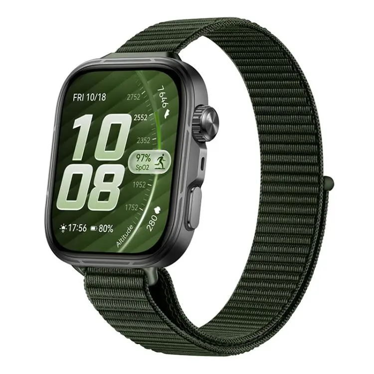 For Huawei Watch Fit 5 / Fit 5 Pro / Fit 4 Slim Style Nylon Hook And Loop Fastener Watch Band(Florentine Green)