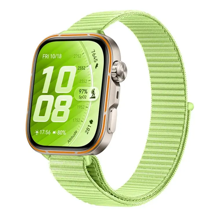 For Huawei Watch Fit 5 / Fit 5 Pro / Fit 4 Slim Style Nylon Hook And Loop Fastener Watch Band(Sprout Green)