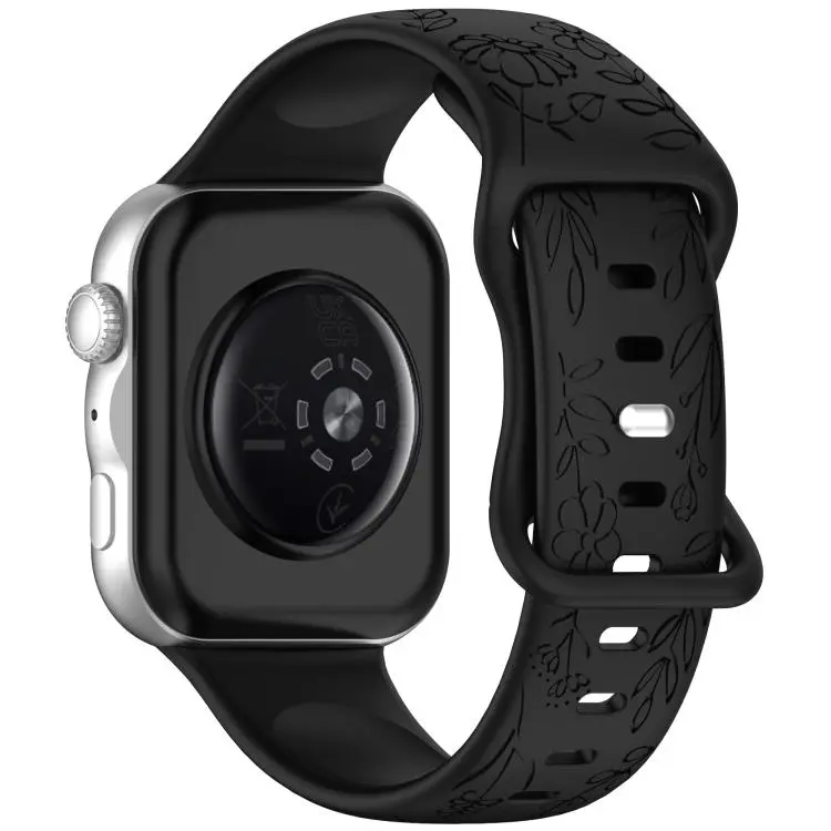 For Huawei Watch Fit 5 / Fit 5 Pro / Fit 4 Sunflower Pattern Butterfly Buckle Silicone Watch Band(Black)